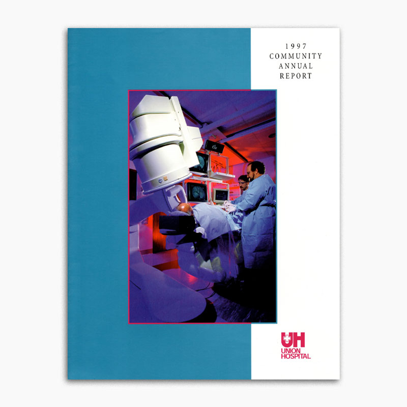 Annual report design for U.H. Hospital.
