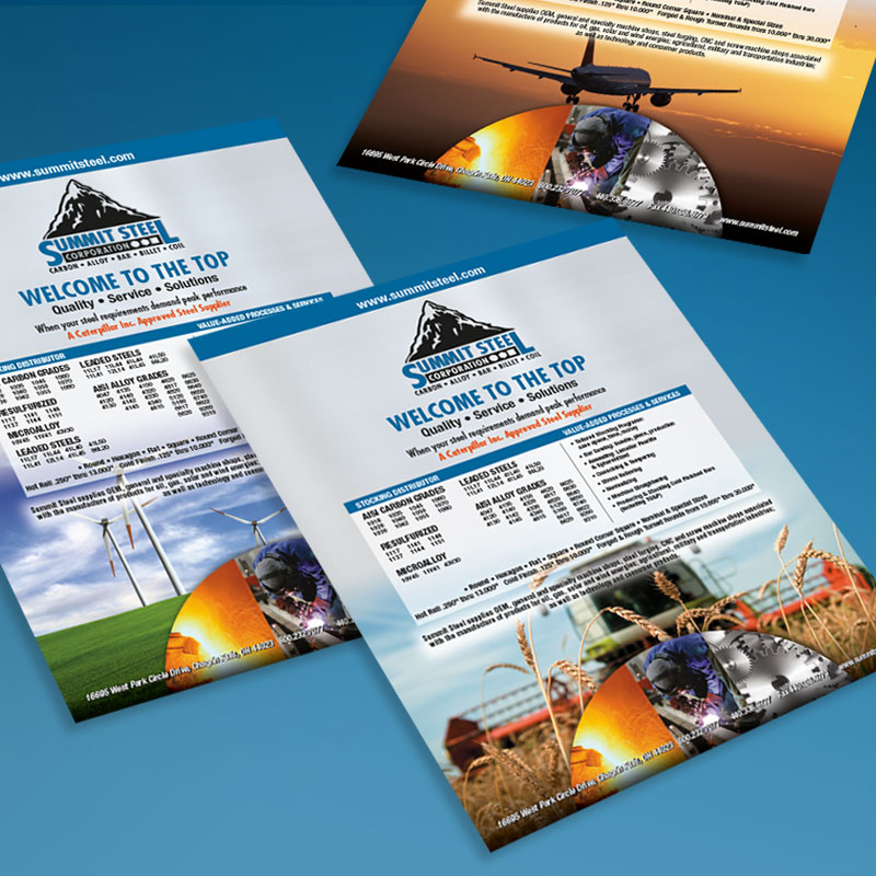 A collection of themed ads which ran in certain magazines for Summit Steel.